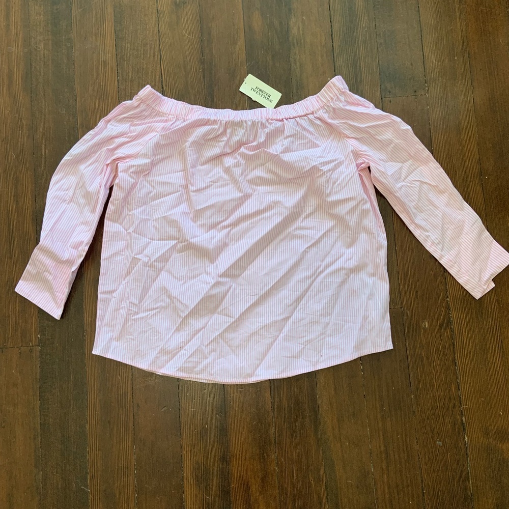 Pink Pinstripe Bardot Top